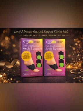 Lot 2 Dooxas Gel Arch Support Sleeves Pads Plantar Fasciitis Foot Cushion M/L Nw